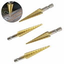 4本セット φ 3mm-12mm チタンコーティング 六角軸 タケノコ ドリル ビット 替え刃 ストレート ポンチ 穴あけ