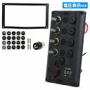 船用 シガーライター&電圧表示付4連 ロッカースイッチ 防水 DC12V/24V ヨット ボート バッテリー切替スイッチ ブラック 黒 パネルスイッチ