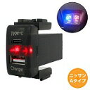 ニッサンA エルグランド E52 H22.8~現在 LED/レッド USB Type-C タイプC ポート 充電 QC3.0 12V パネル スイッチホールカバー