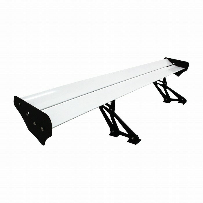 『幅135cm』汎用 GTウイング アルミ製 ダブル ウイング ホワイト ステー付 角度調整可 スポイラー 羽 2枚 エアロ 1350mm