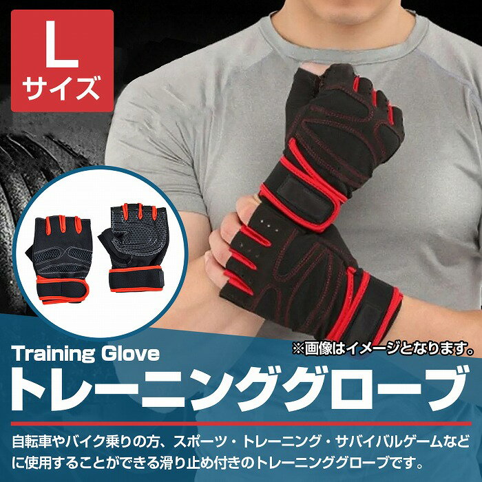 【Lサイズ】トレーニング グローブ メッシュ素材 通気性抜群 洗濯可能 黒 青 赤 筋...