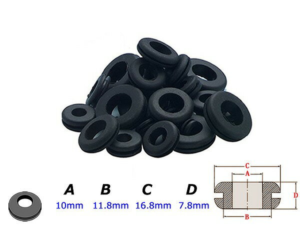 樂天商城 - 『50個セット 10mm/10φ』配線穴に ラバー 配線 グロメット 黒/ブラック ゴム ラバー カバー 蓋 ゴムワッシャー メクラ