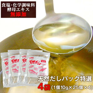 クーポン有★【送料無料】天然だしパック 25袋セット（10g×25袋×4セット） だし だし汁 出汁 魚介類 かつお 削り節 昆布 しいたけ 椎茸 日本産 国産 鰹節 無添加 化学調味料不使用 出汁パック 袋出汁 だしパック 煮干し 化学調味料不使用 正月 ギフト プレゼント ss3