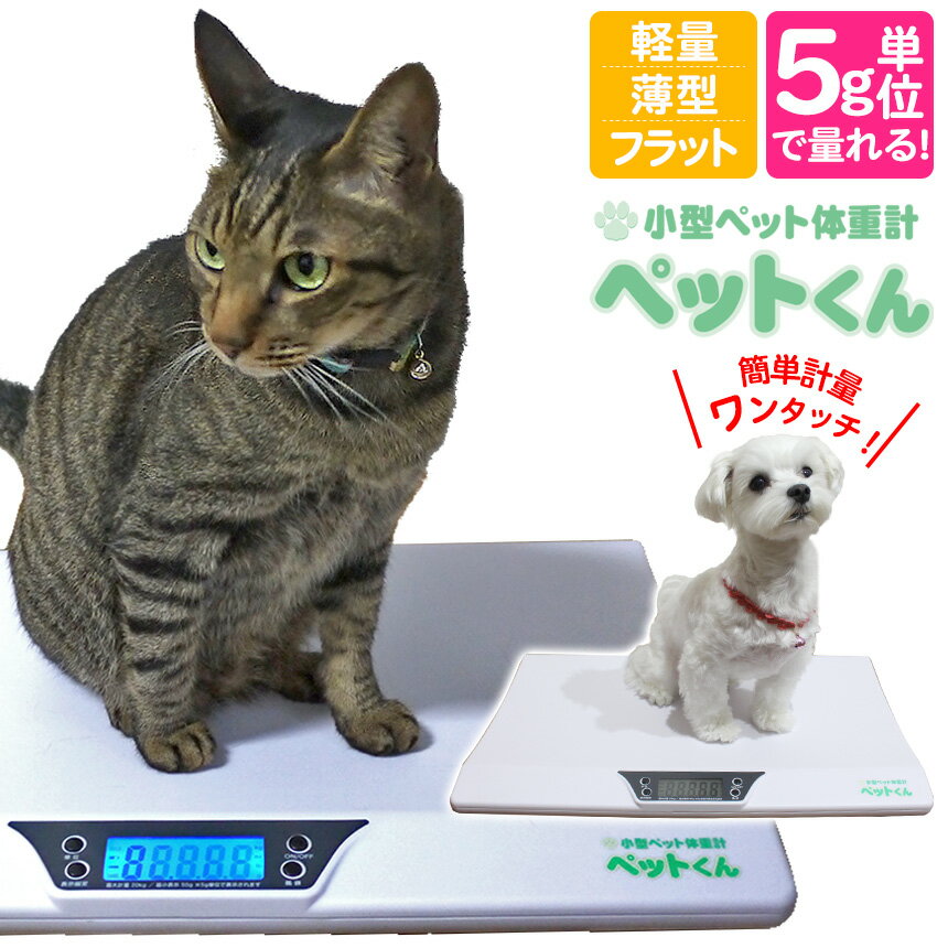 【★300円OFFクーポン対象】マラソンSALE価格★【送料無料＆あす楽】ペット 体重計 ≪5g単位≫ ペット 体重計 ペットくん デジタル表示 ペット用品 ペットスケール 体重 計 5g はかり 犬 体重計 猫 体重計 いぬ ねこ 小型犬 計量 子犬 子猫 スケール 体重管理 肥満 成長