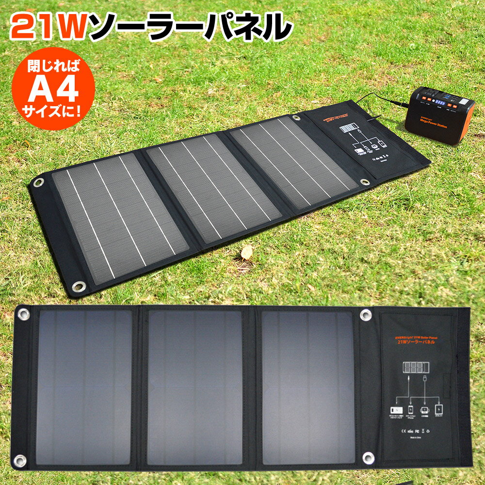 テレビで紹介★【送料無料】21Wソーラーパネル ポケット付 SSBSP-21WP 発電機 小型 家庭用 ソーラー充電器 ソーラーパネル アウトドア 防災グッズ 太陽光発電 USB充電 USB出力 スマホ 充電 ノートパソコン PC ソーラー電池 モバイル バッテリー アウトドア キャンプ 太陽光