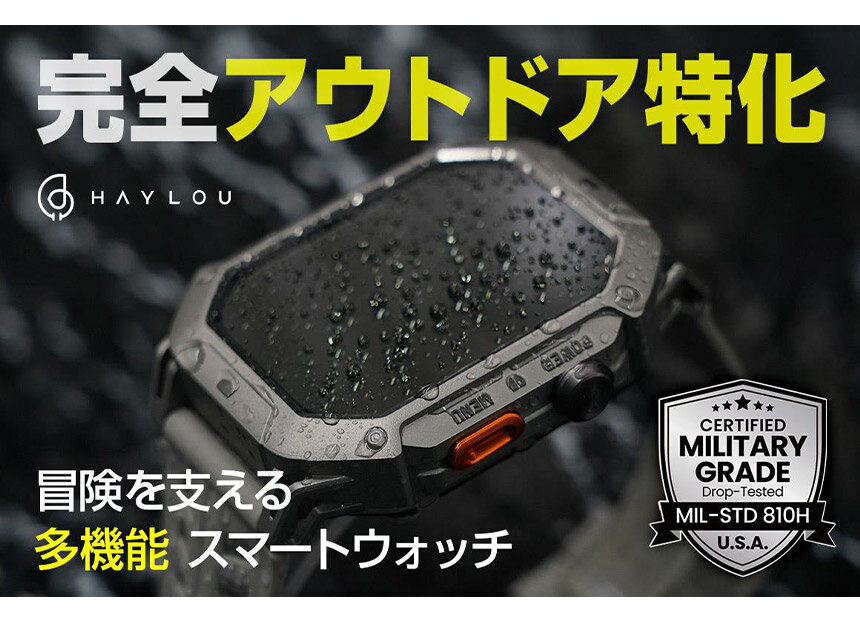 Haylou IRON N1 スマートウォッチ ハイロー 防水 排水 5ATM 大画面 2.13インチ AMOLED 耐衝撃 水泳 フィットネス 登山 コンパス 気圧計 高度計 心拍数 血中酸素濃度 睡眠時間 音楽 SMS メール 通話 Strava Bluetooth 5.3 父の日 ギフト 実用的 【送料無料 ポイント10倍】