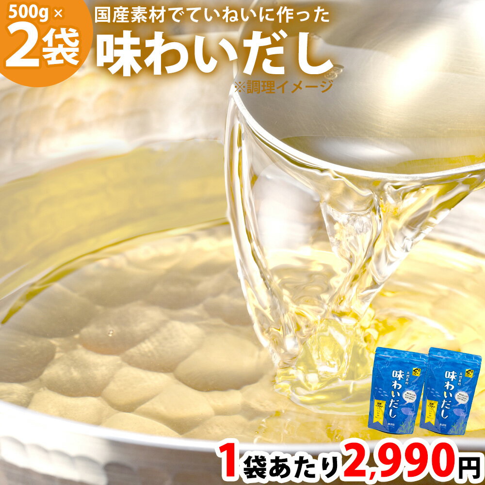 【あす楽】まとめてお得1袋あたり2,990円！ 味わいだし〈500g×2袋〉無添加 だし 粉末 出汁 栄養 国産 パウダー 粉末 粉末だし 化学調味料 着色料 保存料 不使用 ペプチドスープ あじわいだし 日本製 天然 魚 にんにく 食塩不使用 無添加だし