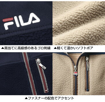FILA フィラ ジャケット 切替ソフトボアジャケット ブルゾン 上着 メンズ ゴルフウェア 秋 冬 メンズ 秋 長袖 冬 ブルゾン ジャケット 男性 紳士 40代 50代 60代 アウター 秋冬 2020 アウター フリース 暖かい あったか 防寒 コート ジャンパー カジュアル ブランド
