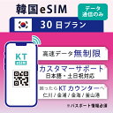 【韓国eSIM30日間 データ無制限 データ通信のみ可能】 韓国 KT eSIM SIM SIMカード プリペイドSIM 30日 データ 通信 無制限 メールで受取 一時帰国 留学 短期 出張 （利用開始期限 2024/06/30 まで）