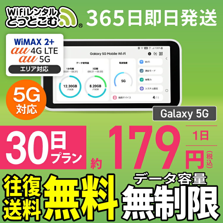 WiFi レンタル 30日 5G 無制限 送料無料 レンタルwifi 即日発送 レンタルwi-fi wifiレンタル ワイファイレンタル ポケットWiFi レンタルワイファイ Wi-Fi au WiMAX ワイマックス 1ヶ月 Galaxy 引っ越しwifi 国内wifi 引越wifi 国内 専用 在宅勤務 WiFiレンタルどっとこむ