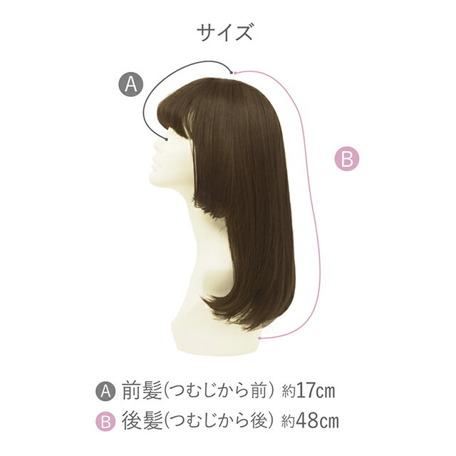 【プリシラ 送料無料】オールウィッグ 『クラシックガールミディ』 A-712 prisila wig 耐熱 フルウィッグ ブラック ブラウン グラデーションカラー 自然 ファッション 姫 個性的 かわいい かつら おしゃれ 大人 前髪 ネット付 日常使い ヘアアイロンOK 手洗いOK 3