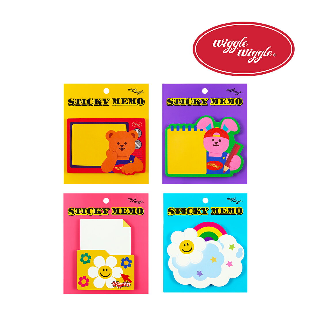 【Wiggle Wiggle公式】ふせんセット 50枚 かわいい 気分が上がる イラスト付箋 メモ用紙 セット お勉強..