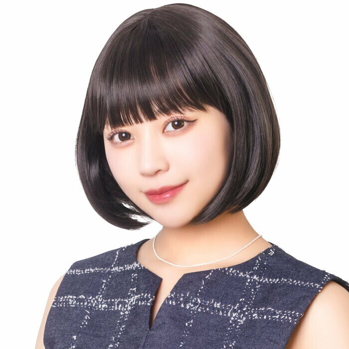 【ブラックフライデー10%OFFクーポン対象】ウィッグ WIGGY RICH ぱっつんボブ ブラウニーブラック 耐熱ファイバー 推し インスタ映え