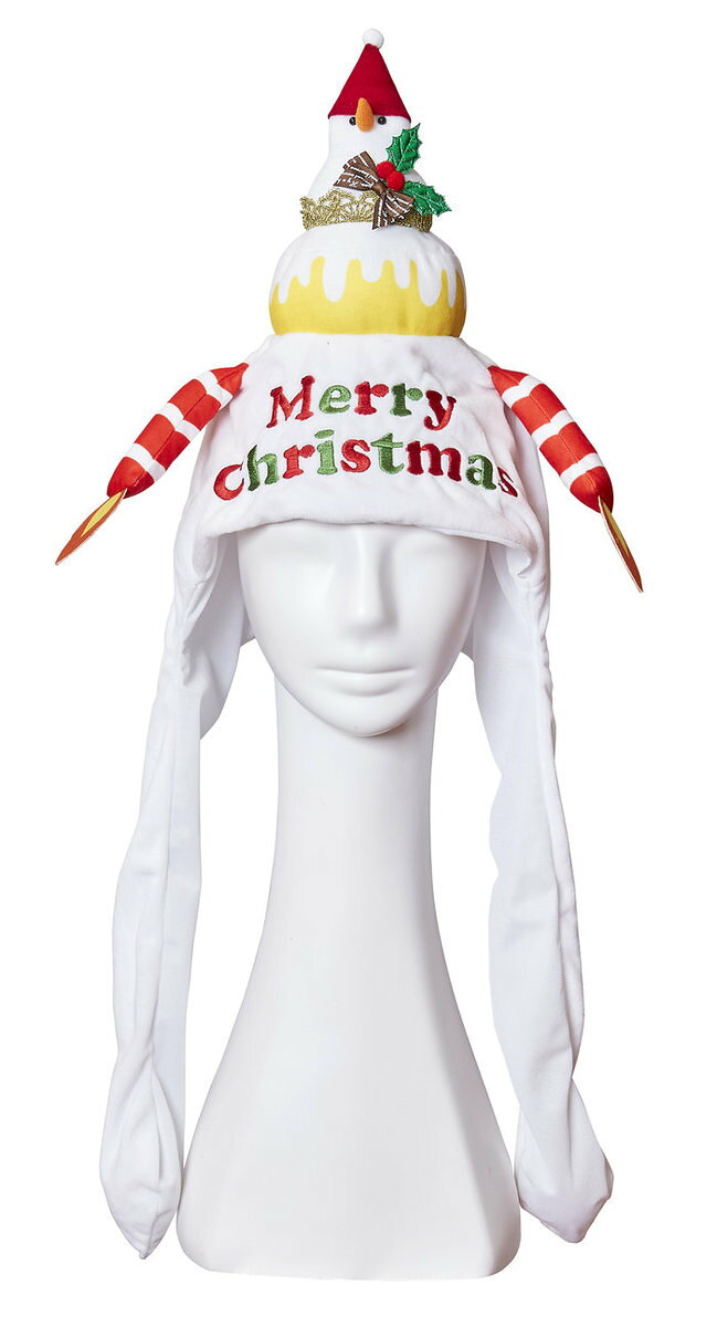 クリスマス 2023 Xmas XM パタパタハット クリスマスケーキ ホワイト 帽子 コスプレ かぶりもの wigland-10051110 ウィッグの専門店ウィッグランド サンプル画像3