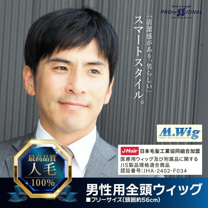 男性用 バレない ウィッグ メンズ 人毛100％ フルウィッグ かつら「スマートショー...