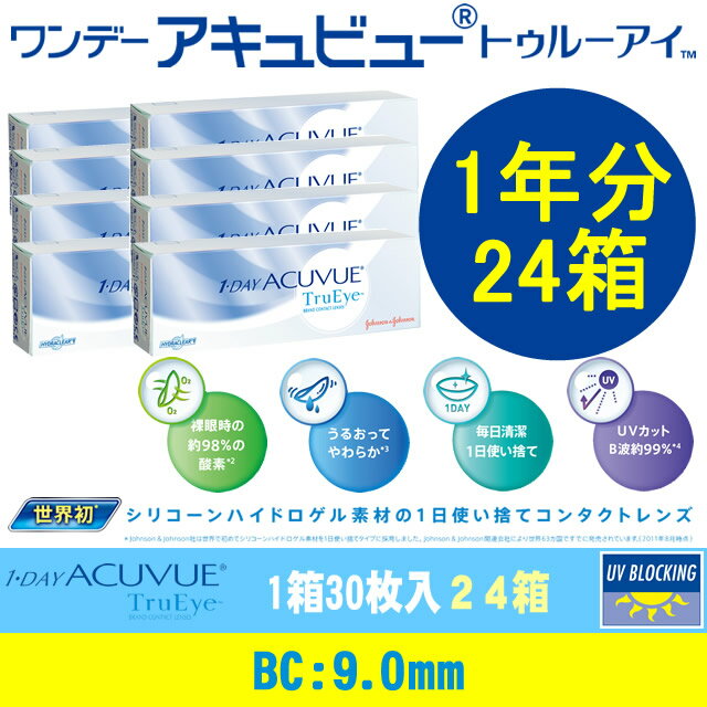 楽天ぐらっちぇ【送料無料】30枚×24箱ワンデーアキュビュー トゥルーアイ（BC9.0mm）両眼1年セット