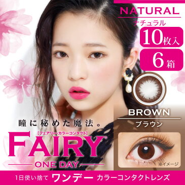 【度つきカラコン★1日★60枚（10枚×6箱）★DIA14.2mm（着色直径13.3mm）】フェアリーワンデーナチュラル ブラウン【RCP】 apap8 02P03Dec16