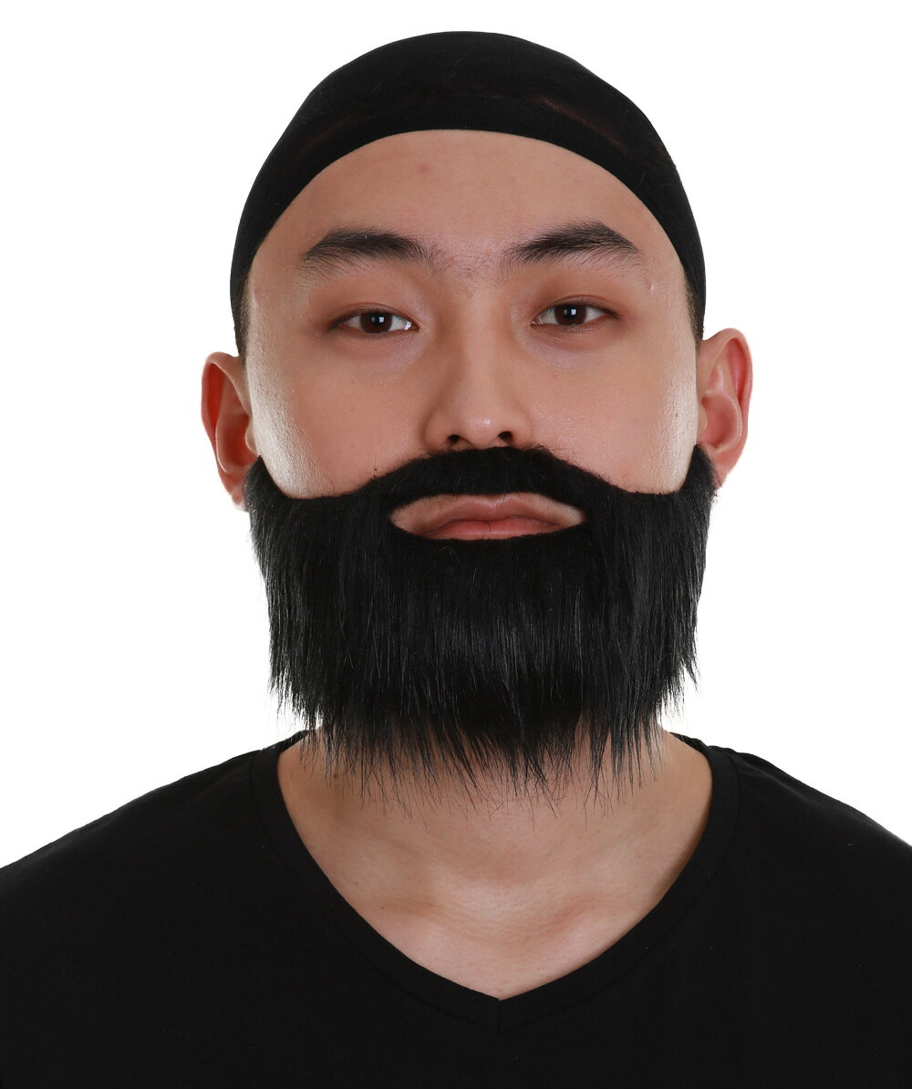 洗練された髭スタイル｜男性向け黒色ストレート太髭