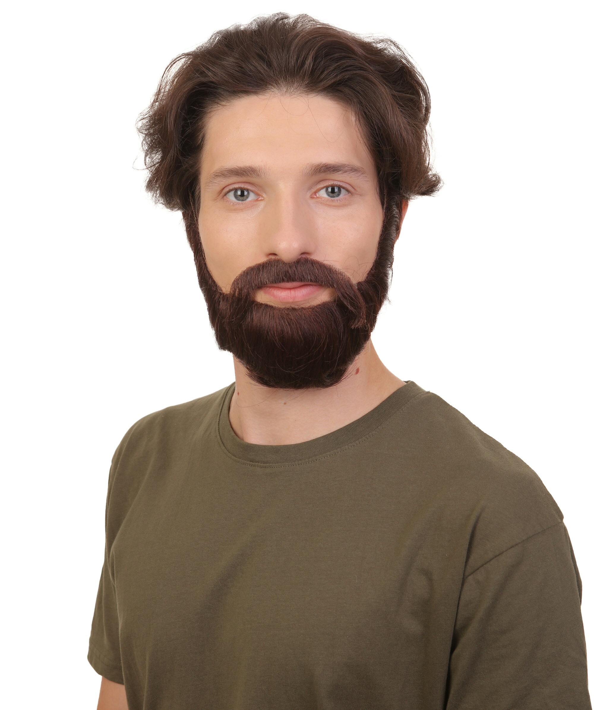 Wigs2youの大人男性用ダークブラウンの箱入りひげ、高品質合成繊維｜アングル2