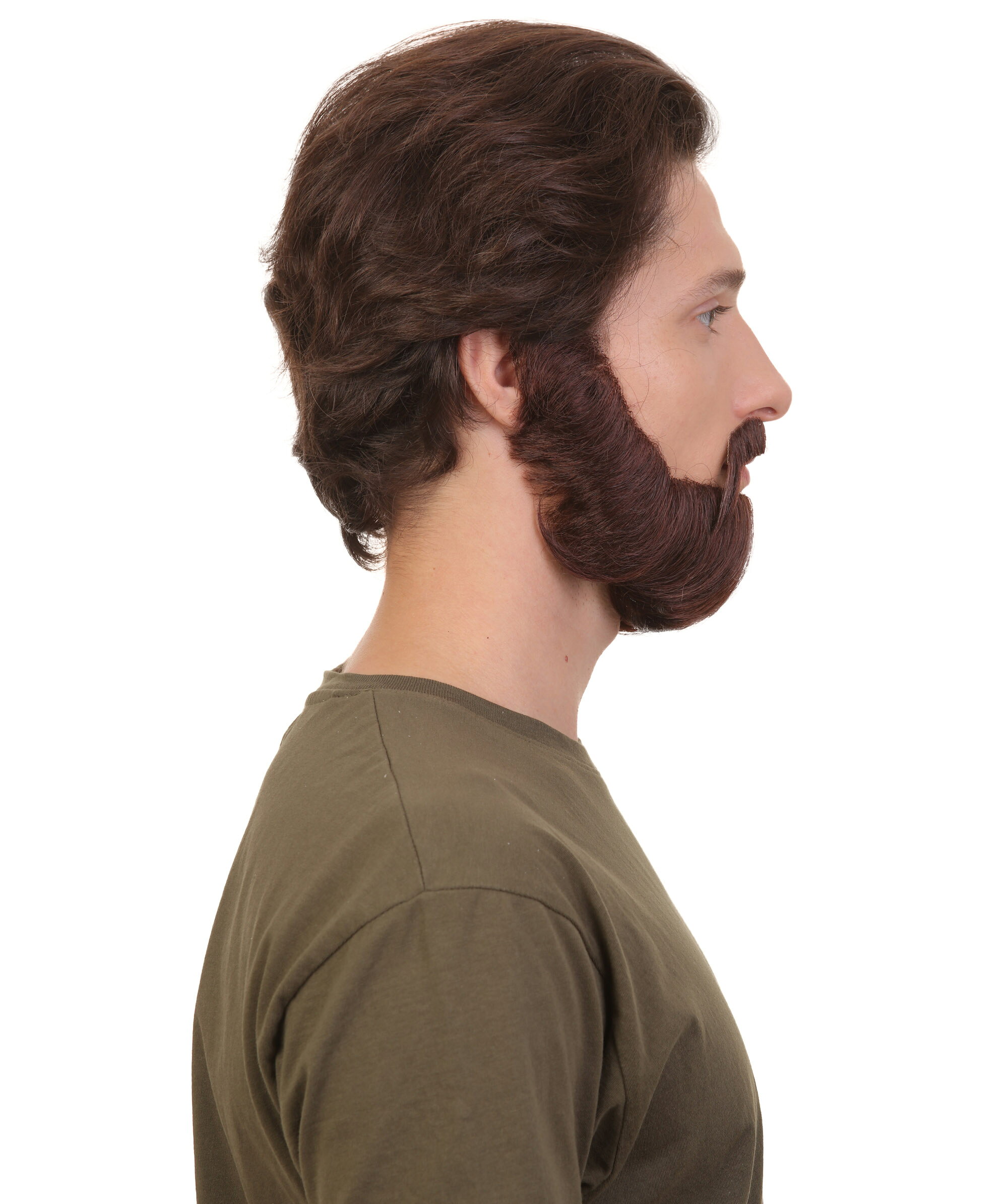 Wigs2youの大人男性用ダークブラウンの箱入りひげ、高品質合成繊維｜アングル3
