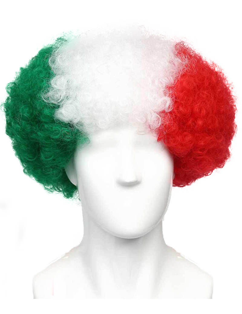【Wigs2you】アフロ ウィッグ 簡単着用 国旗柄 イタリア パーティー スポーツ観戦 サッカー Flag-001 フルウィッグ オリジナル 最高級 かつら Afro 仮装 ハロウィン 緑 白 赤 グリーン ホワイト レッド