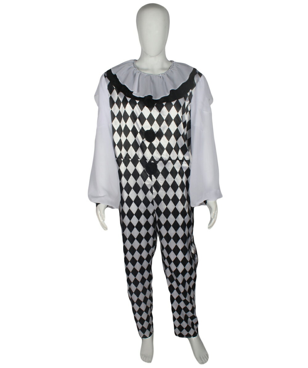 衣装 男装 JCO-429 白黒チェック ピエロ ジャンプスーツ コスチュームワールドカップ オリンピック 舞..