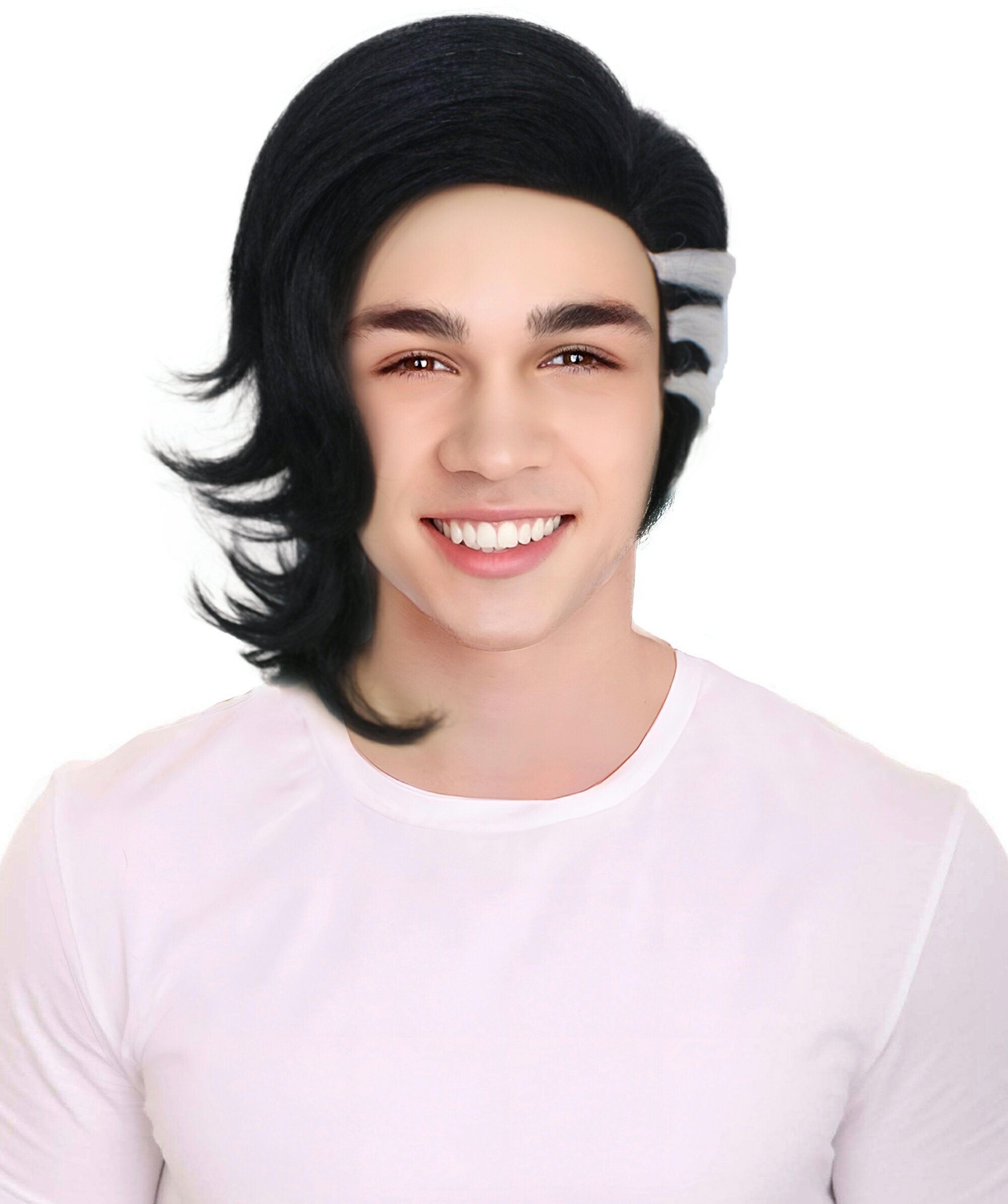 Wigs2you H-6846 メンズ用コスプレウィッグ 黒白ミディアムヘア 東京リベンジャーズ風 ハラジュクスタ..