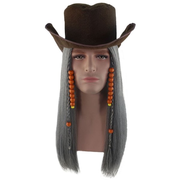 Wigs2you H-4802 カウボーイ 西部 西部劇 保安官 グレー ロング 帽子 ハット 海賊 パーティウィッグ 仮装 コスプレ ハロウィン アフロ ボブ...