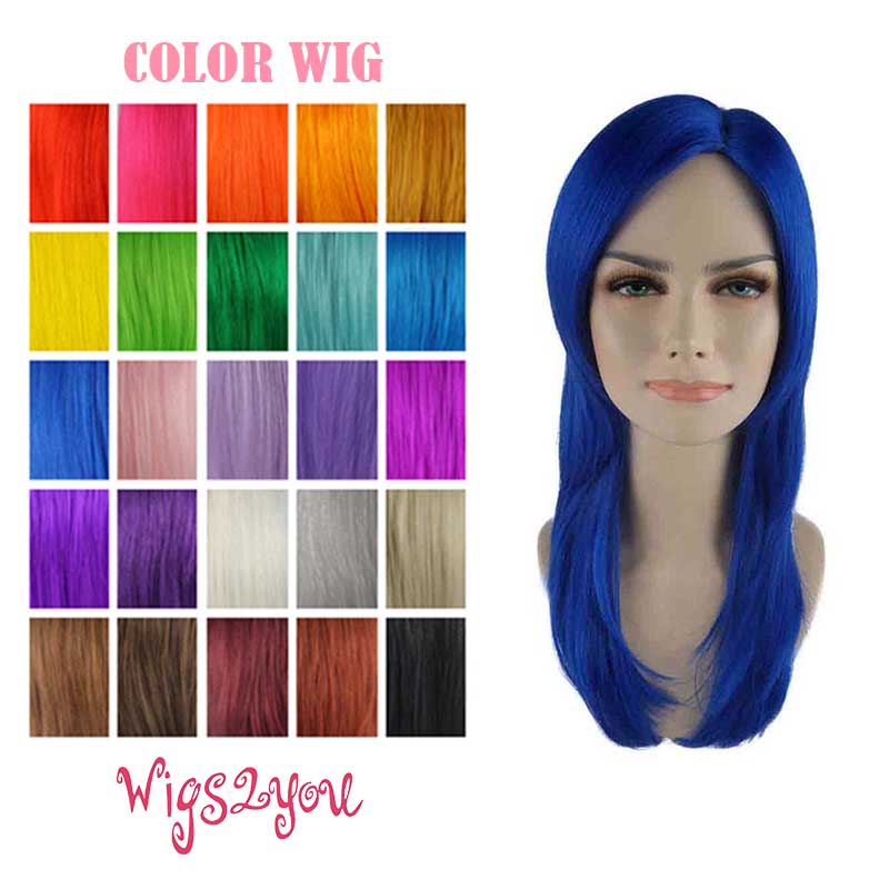 楽天Wigs2you【Wigs2you】カラーウィッグ かつら 仮装 アニメ 新商品 限定 簡単着用 ミディアム ストレート センター分け 舞台 ハロウィン コスプレ パーティー 祭り イベント 誕生日会 結婚式 フルウィッグ オリジナル Wig Halloween colorwig-030