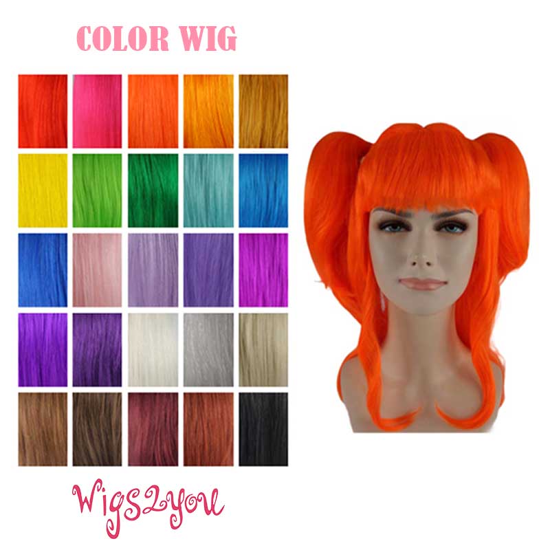 【Wigs2you】カラーウィッグ かつら 仮装 アニメ 新商品 限定 簡単着用 ロング カール パッツン 舞台 ハロウィン コスプレ パーティー 祭り イベント 誕生日会 結婚式 フルウィッグ オリジナル Wig Halloween colorwig-026