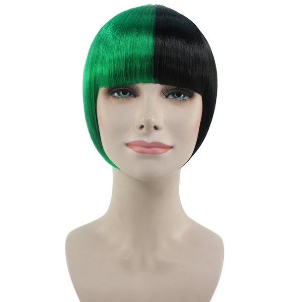 Wigs2you H-4072 ツートン ブラック グリーン 黒 緑 パーティウィッグ 仮装 コスプレ ハロウィン アフロ ボブ 業界激震 高品質 ウィッグ専門...
