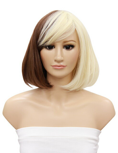 【Wigs2you】コスプレウィッグ 金爆 GLAY ツートンカラー ハロウィン コスプレウィッグ 日本製高級ファイバー使用 C-011 ボブ フルウィッグ 耐熱 コスプレ 最高級 ナチュラル かつら Wig