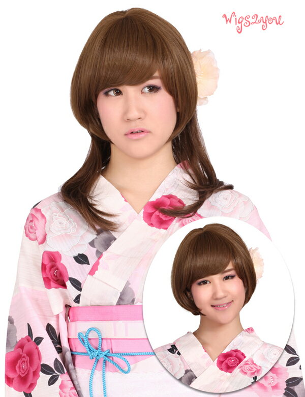 【Wigs2you】浴衣/花火/和装/祭り/簡単着用/耐熱/日本製高級ファイバー使用/E-045/ヘアピース/エクステ/最高級/ナチュラル/かつら【楽天BOX受取対象商品】