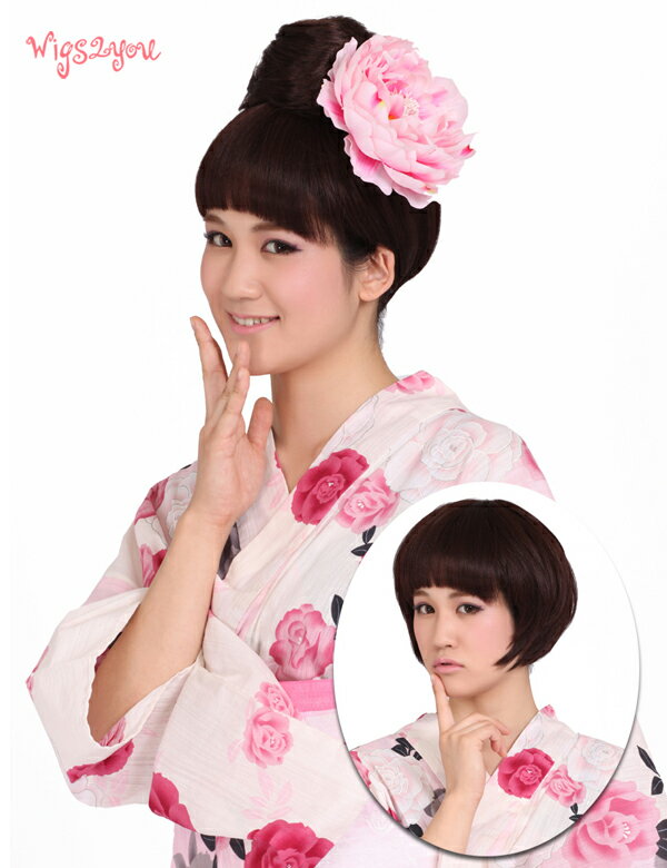 【Wigs2you】和装ウィッグ/成人式/簡単着用/非耐熱/日本製高級ファイバー使用/W-8438/ヘアピース/シニヨン/団子ウィッグ/和装/最高級/ナチュラル/かつら/着物/夏祭り/花火/ポイントウィッグ【楽天BOX受取対象商品】