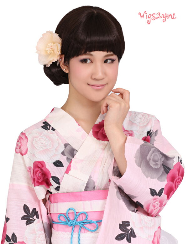 【Wigs2you】和装ウィッグ/成人式/簡単着用/非耐熱/日本製高級ファイバー使用/W-8439/ヘアピース/シニヨン/団子ウィッグ/和装/最高級/ナチュラル/かつら/着物/夏祭り/花火/ポイントウィッグ【楽天BOX受取対象商品】