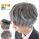 ヘアピース 白髪 しらが 薄毛隠し 男性用 メンズ 部分ウィッグ ストレート グレーヘアー km1