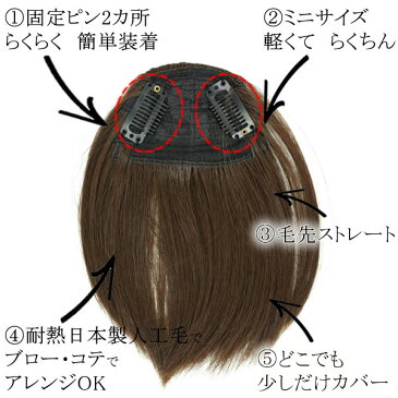 前髪ウィッグ ウィッグ 部分ウィッグ 前髪 ヘアピース ストレート かつら ポイントウィッグ つむじカバー 円形脱毛症 f5ssize