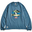 【 数量限定 特価 】 ジョインター× チャムス フィッシング ロングスリーブTシャツ レイクトラウト M【ブルー】(CHUMS)