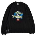 【 数量限定 特価 】 ジョインター× チャムス フィッシング ロングスリーブTシャツ レイクトラウト M【ブラック】(CHUMS)