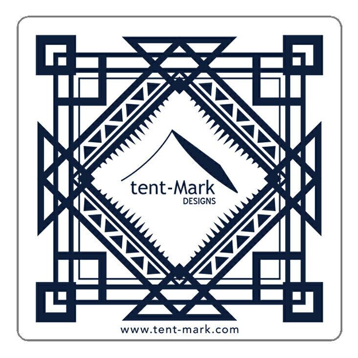 テンマクデザイン　ステッカー【テンマクロゴ角型　白】（tent-Mark DESIGNS）