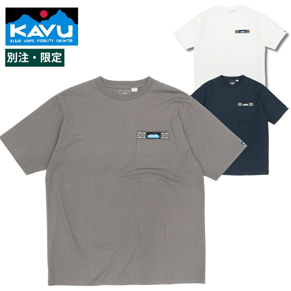 Rakuten - カブー Tシャツ KAVU WILD-1別注 Men's ウェービングテープポケットTee 半袖 トップス メンズ 100068 USAコットン 胸ポケット キャンプ アウトドア フェス 普段着