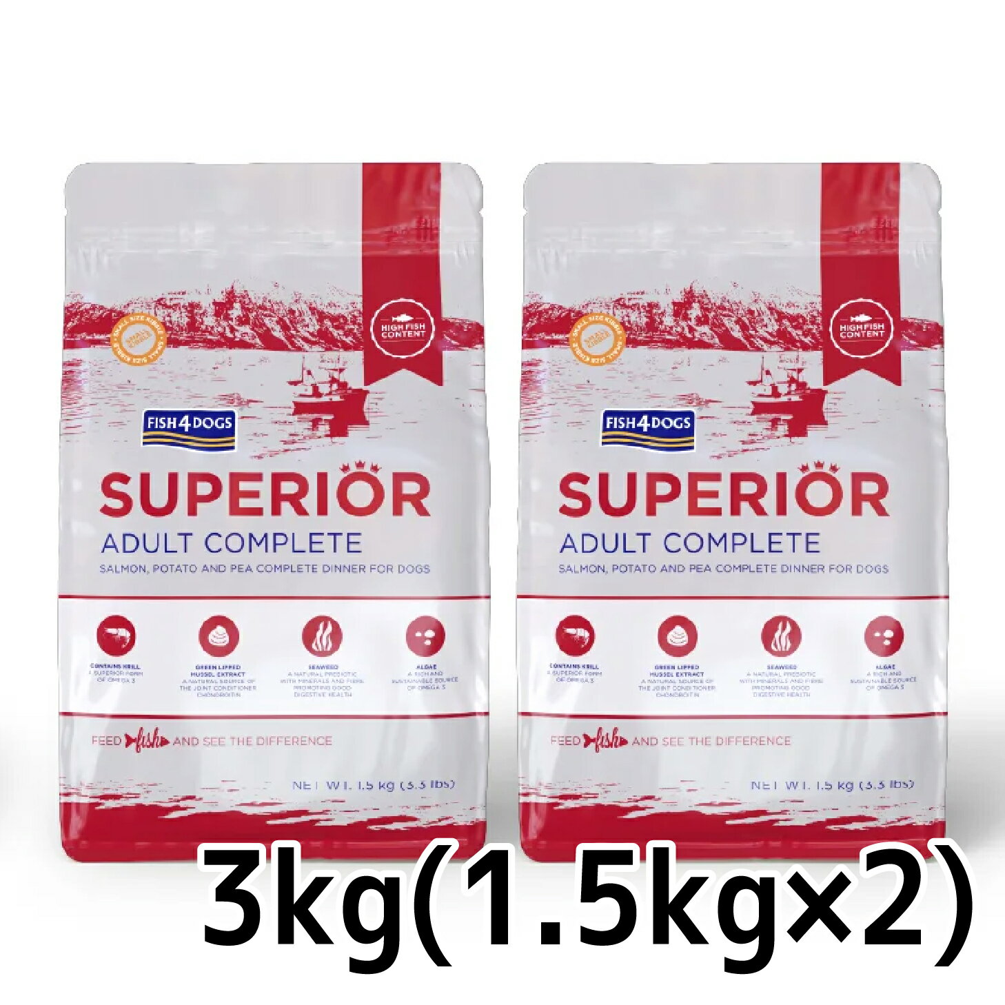Rakuten - フィッシュ4ドッグ スーペリア アダルト(3kg)　[4562244180420]