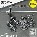 黒ラバーバーベルダンベルセット 100kg【送料無料】 筋トレ ダンベル バーベル ラバー トレーニング ベンチプレス フィットネス WILD FIT ワイルドフィット