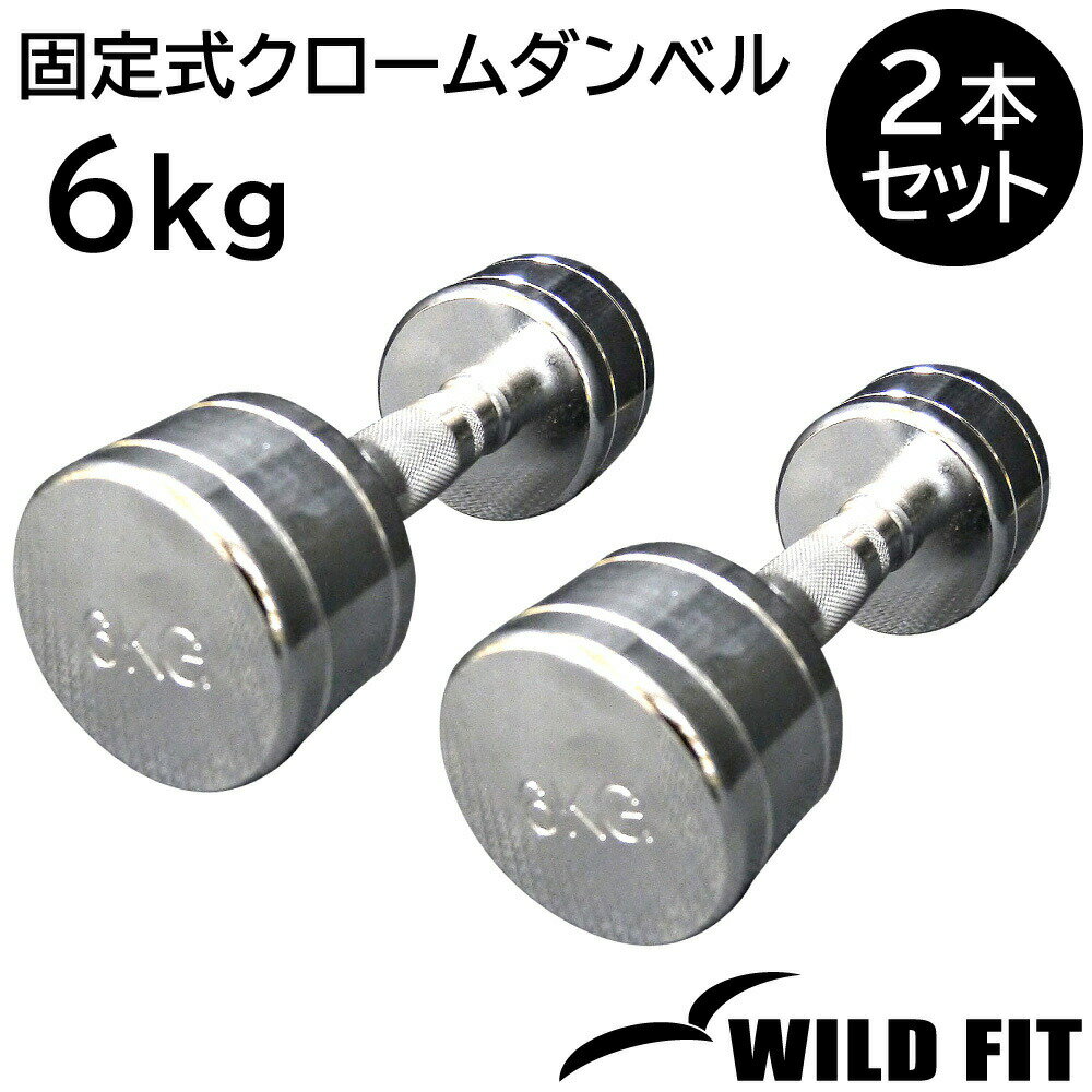 固定式 クローム 6kg 2本セット送料無料 ダンベル 筋トレ トレーニング ベンチプレス ジム 鉄アレイ [WILD FIT ワイルドフィット]