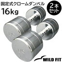 固定式 クローム 16kg 2本セット送料無料 ダンベル セット 筋トレ 2個セット トレーニング 腹筋 ホームジム ジム 鉄アレイ [WILD FIT ワイル...