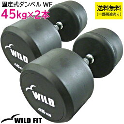 固定式ダンベル 45kg WF 2本セット送料無料 ジムダンベル セット 筋トレ 2個セット トレーニング ベンチプレス ジム 鉄アレイ [WILD FIT ワイルドフィット]