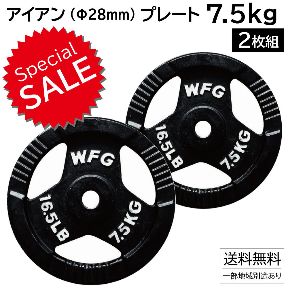 【SALE価格】 アイアン レギュラープレート 7.5kg （2枚）《返品 交換不可》ダンベル バーベル ウエイト 筋トレ トレーニング プレート ベンチプレス WILD FIT ワイルドフィット