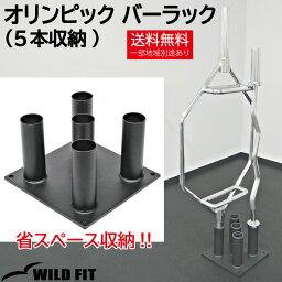 オリンピック バーラック 5本収納Φ50mm 送料無料 ラック 収納 プレート [WILD FIT ワイルドフィット]