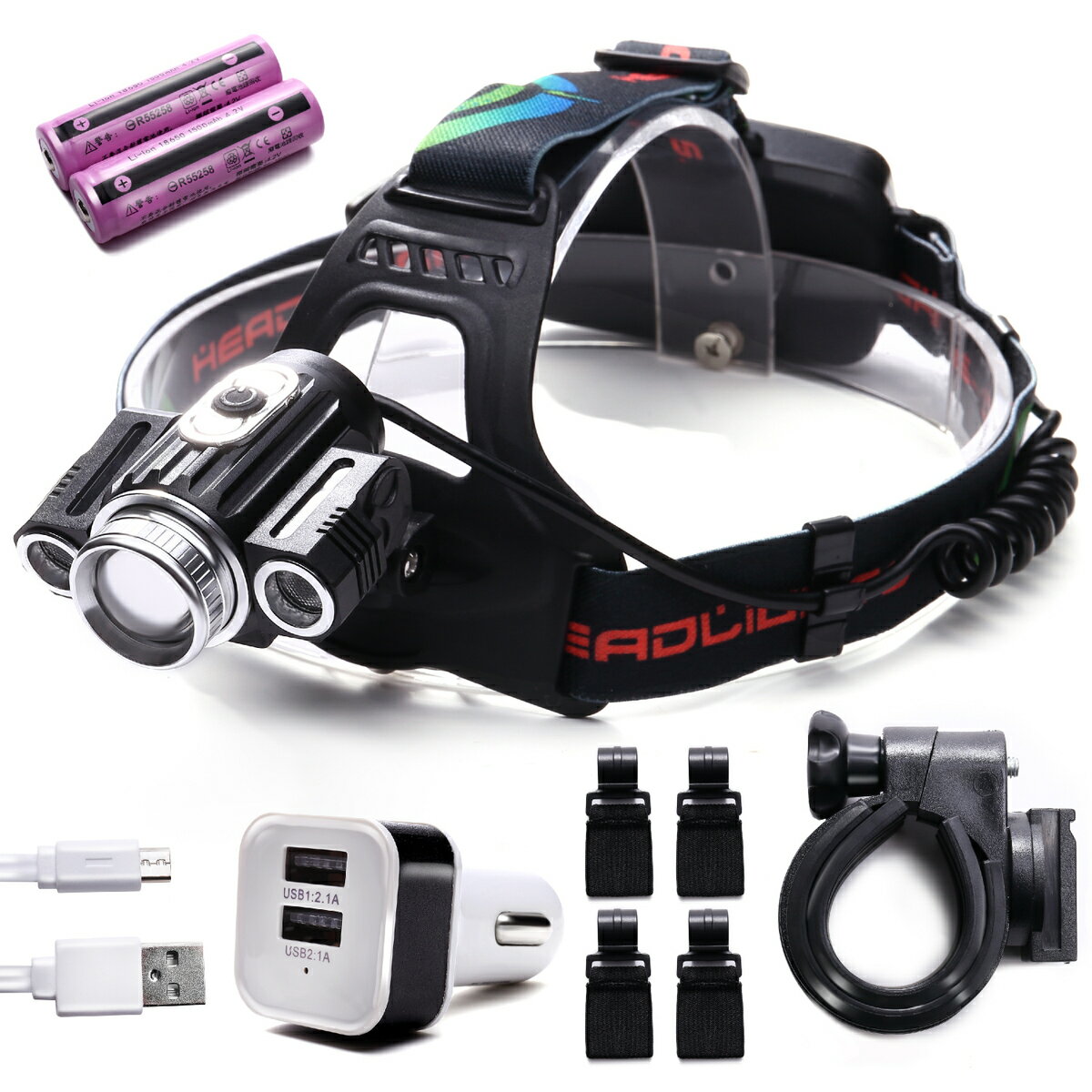 LEDヘッドライト 充電式 防災 防水 600ルーメン Wild Scene LED ヘッドライト ヘッドランプ usb 電池 角度調整 調整可 釣り用品 釣り具 釣具 釣り キャンプ 作業用 登山用 ヘルメット