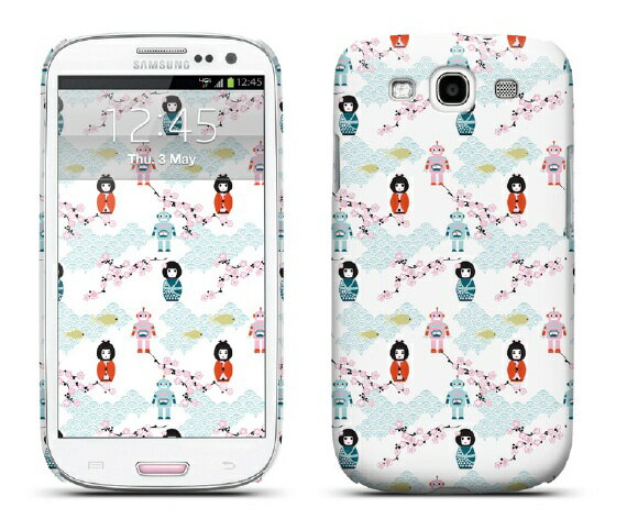 docomo GALAXY S3 SIII SC-06D / ギャラクシーs3α SC-03E専用 ケース[LAB.C] +D Case for Galaxy S3 [MA-05]パターン、女の子、ロボット、桜、和風(UP)-stv